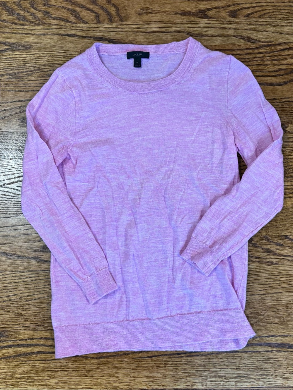 J. Crew Heathered Light Pink Long Sleeve Crewneck Sweater